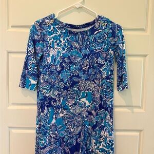Lilly Pulitzer Blue Sheath Dress with 3/4 Sleeves
